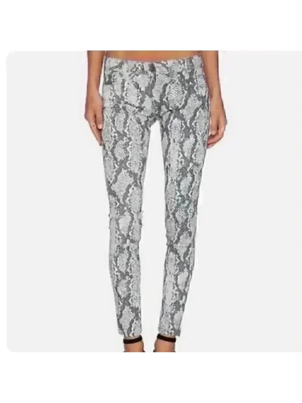 DL1961 Snake-Print Slim Pants - Gray/Black